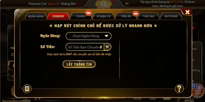 Việc nạp tiền Hitclub là bước cần thiết nhưng anh em cũng cần lưu ý